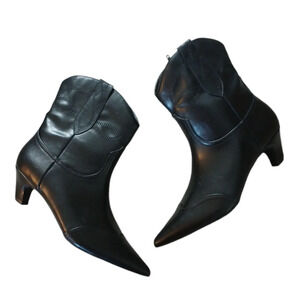 Black Western Heeled Pointed Toe Ankle Boots Whitley Booties by JF Size 7